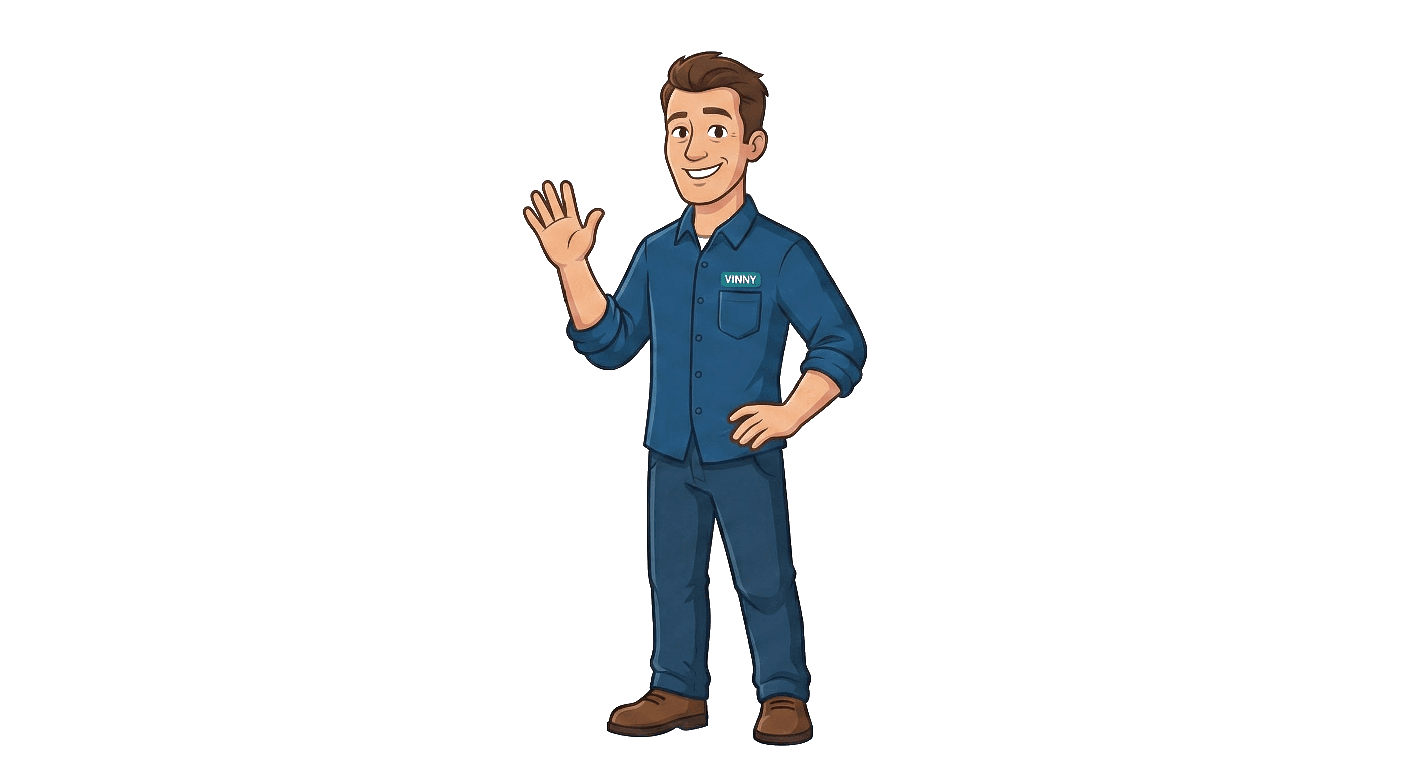 Vinny the Vinzo mascot waving hello